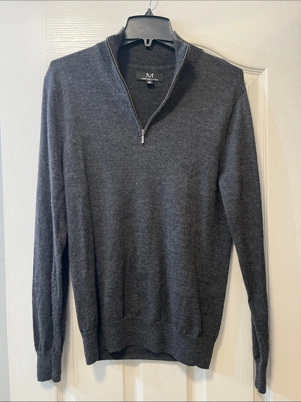 Magaschoni Men's Dark Charcoal Half-Zip Sweater